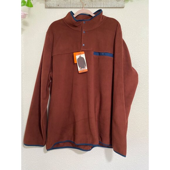 32 Heat Men Quarter Snap Fleece Pull Over Sweater XXL Red Maroon Mock Neck - Picture 4 of 10